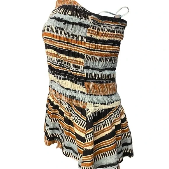 Anthropologie Porridge Women Smocked Peplum Med Tube Top Bohemian Black Blue M - Picture 7 of 11